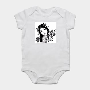 Beautiful Asian Girl Tattoo Art Baby Bodysuit